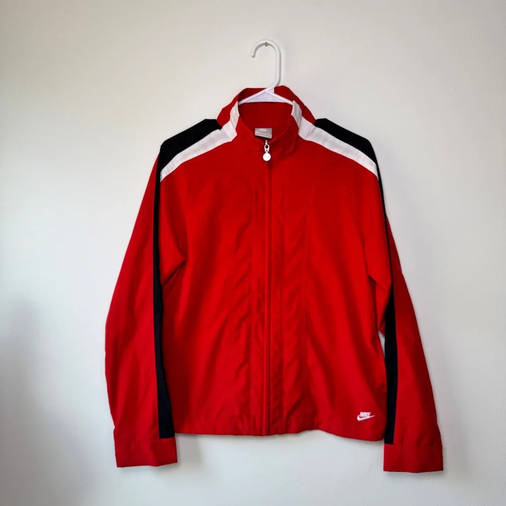 Vintage Y2K Nike Windbreaker Track Jacket Full Zip Red Women's Size L